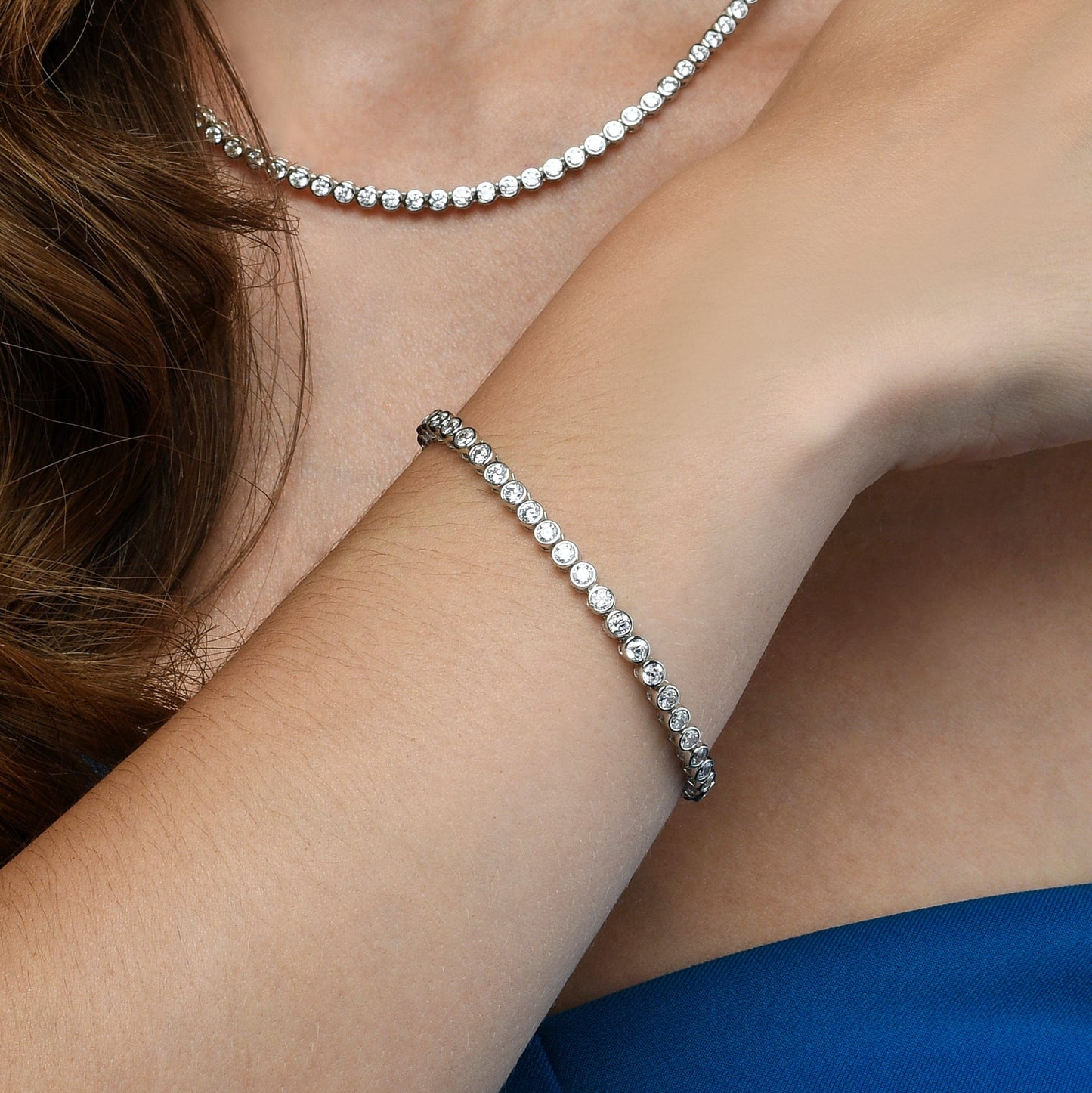 925 Sterling Silver Bezel Set Tennis Bracelet For Women with 3mm Cubic Zirconia