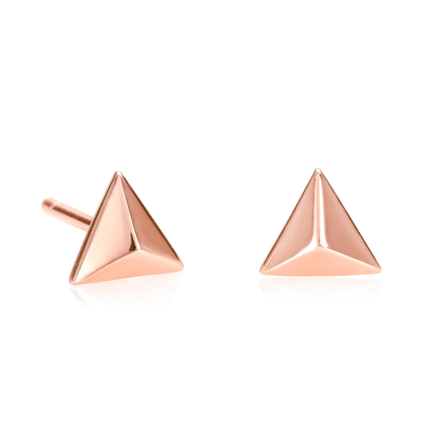 Rose Gold Triangle Stud Earrings for Women