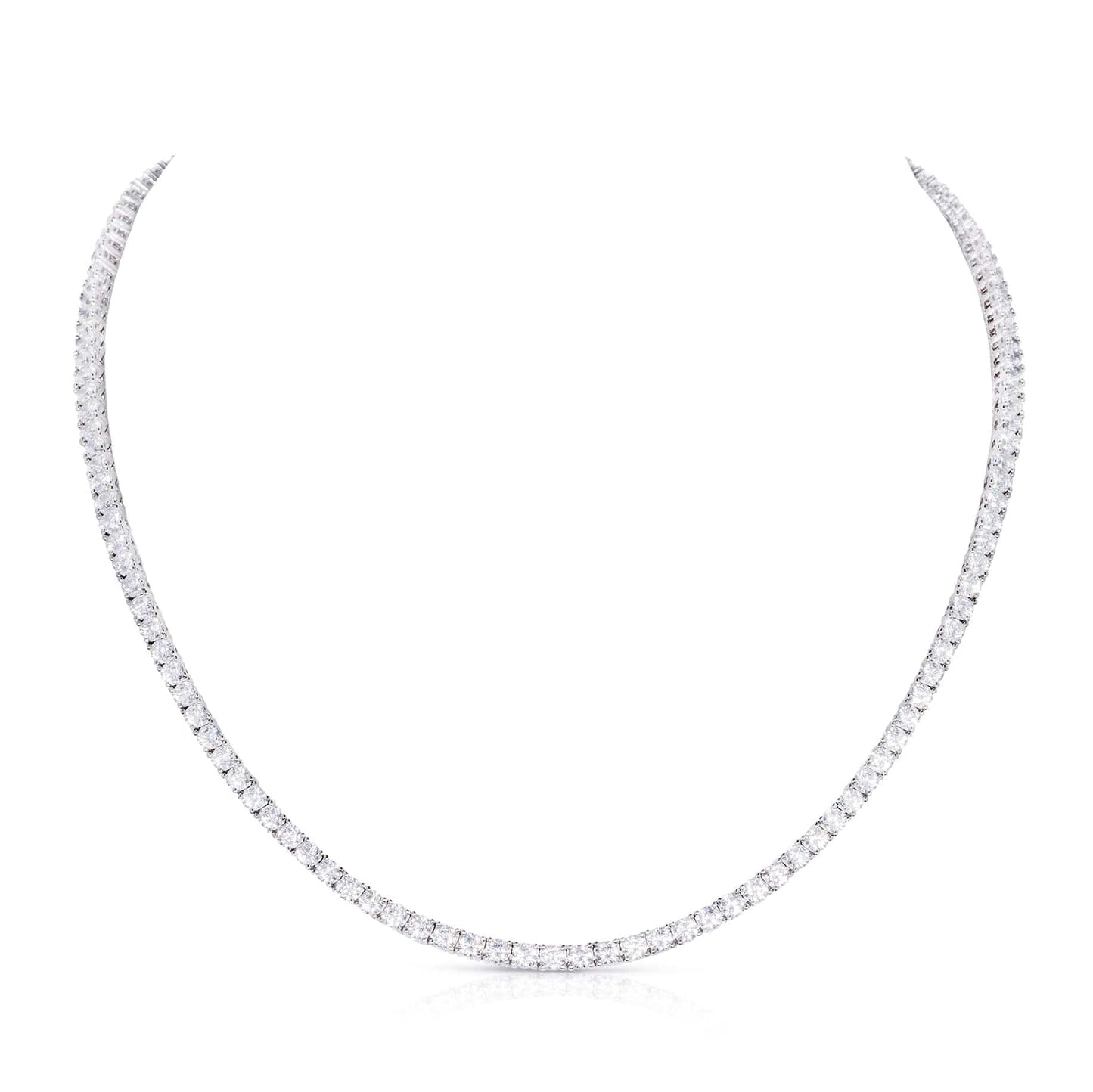 925 Sterling Silver Tennis Necklace with 3mm Cubic Zirconia