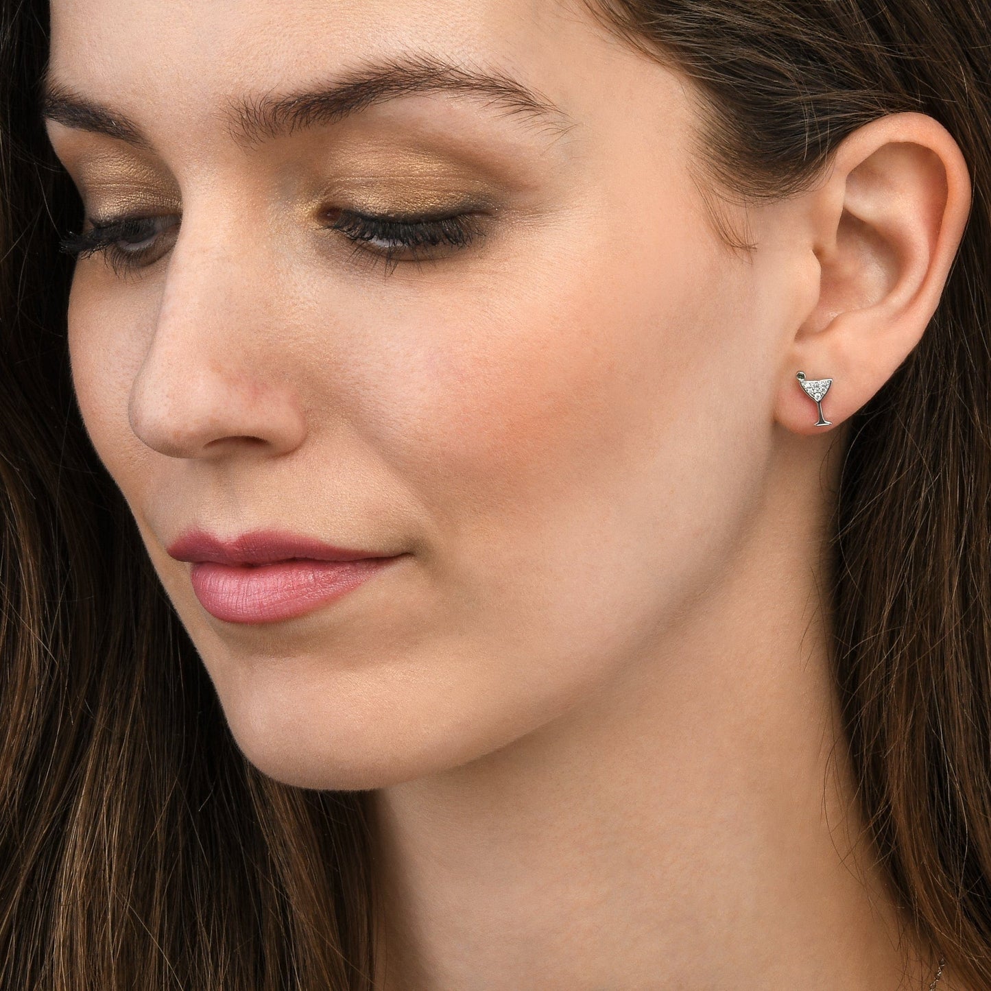 925 Sterling Silver Cocktail Glass Stud Earrings for Women