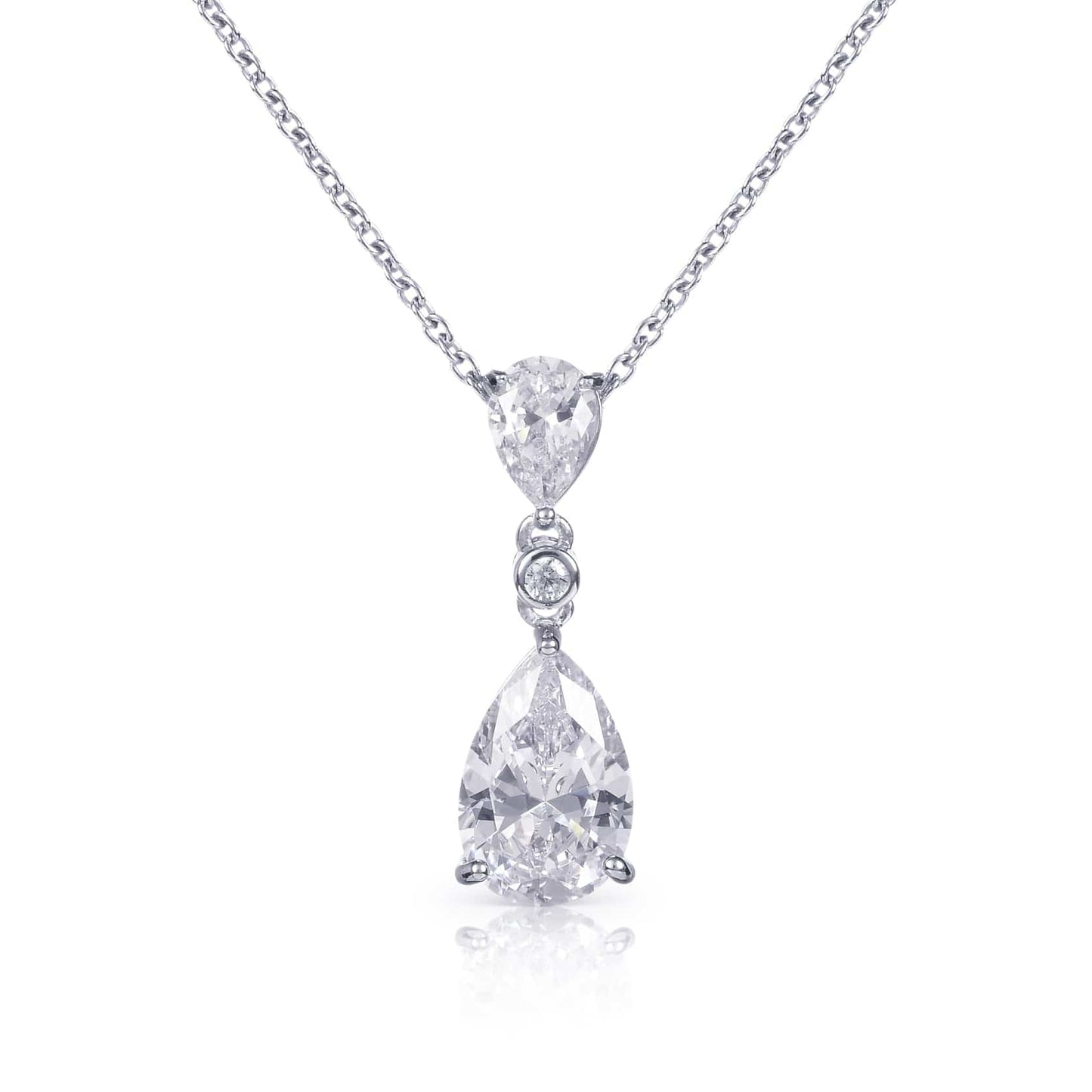 925 Sterling Silver Pear Drop Pendant Necklace