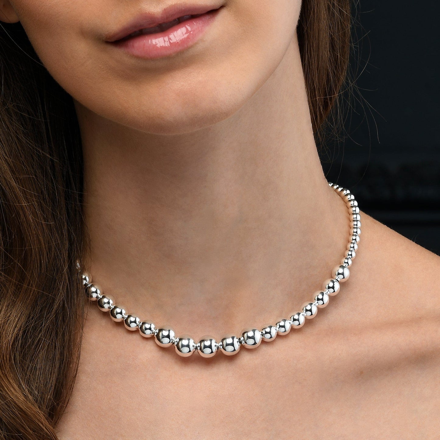 925 Sterling Silver Beaded Ball Necklace