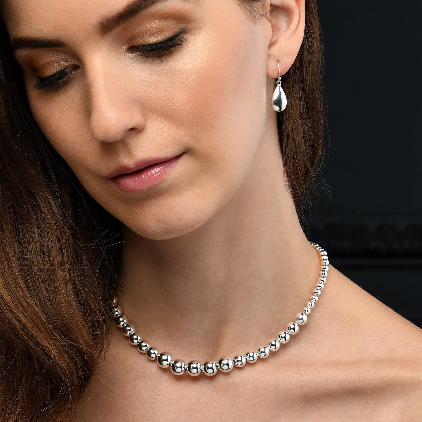 925 Sterling Silver Beaded Ball Necklace