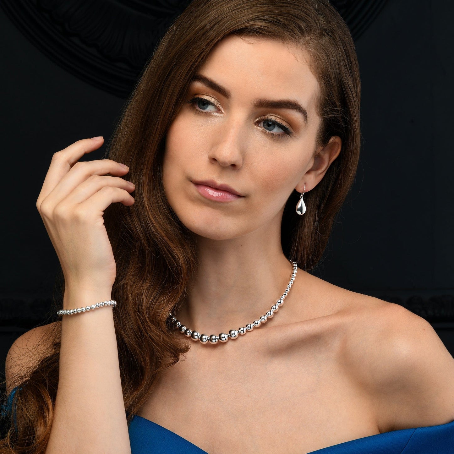 925 Sterling Silver Beaded Ball Necklace