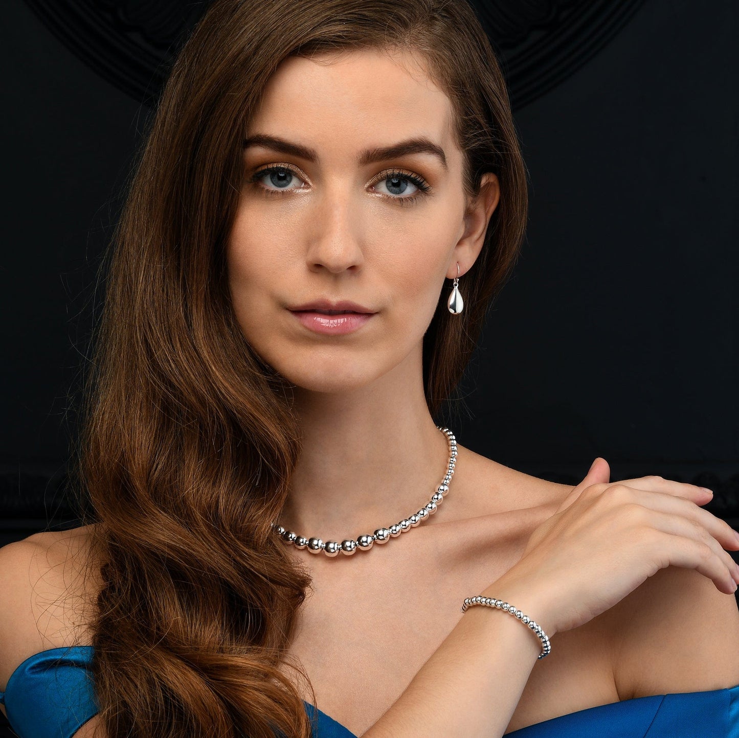 925 Sterling Silver Beaded Ball Necklace