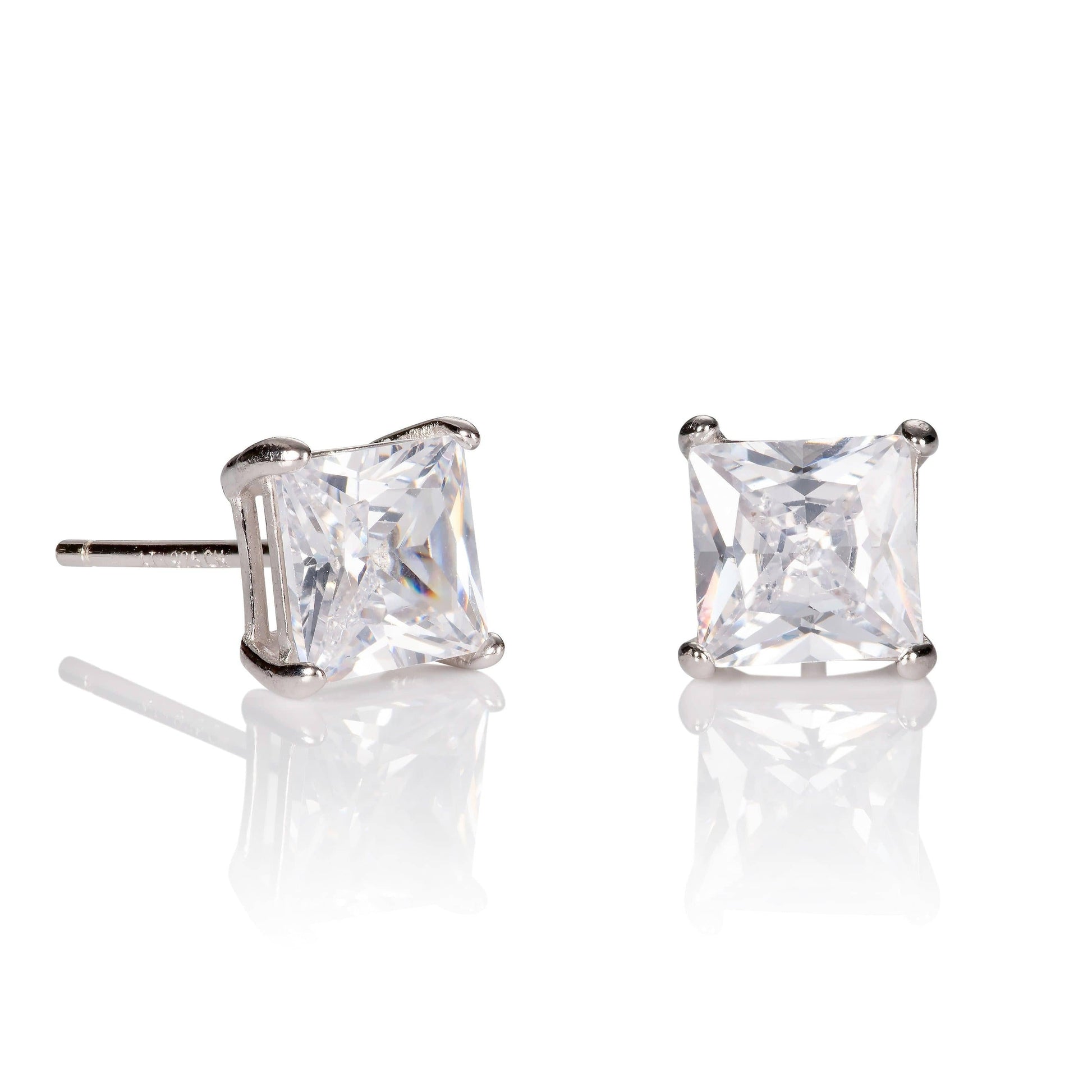 925 Sterling Silver Square Cubic Zirconia Stud Earrings for Women - namana.london