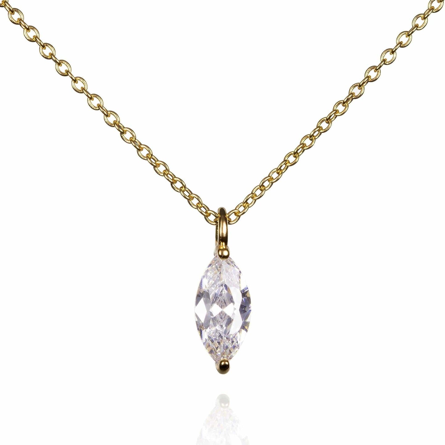Gold Pendant Necklace for Women with a Marquise Cut Stone - namana.london