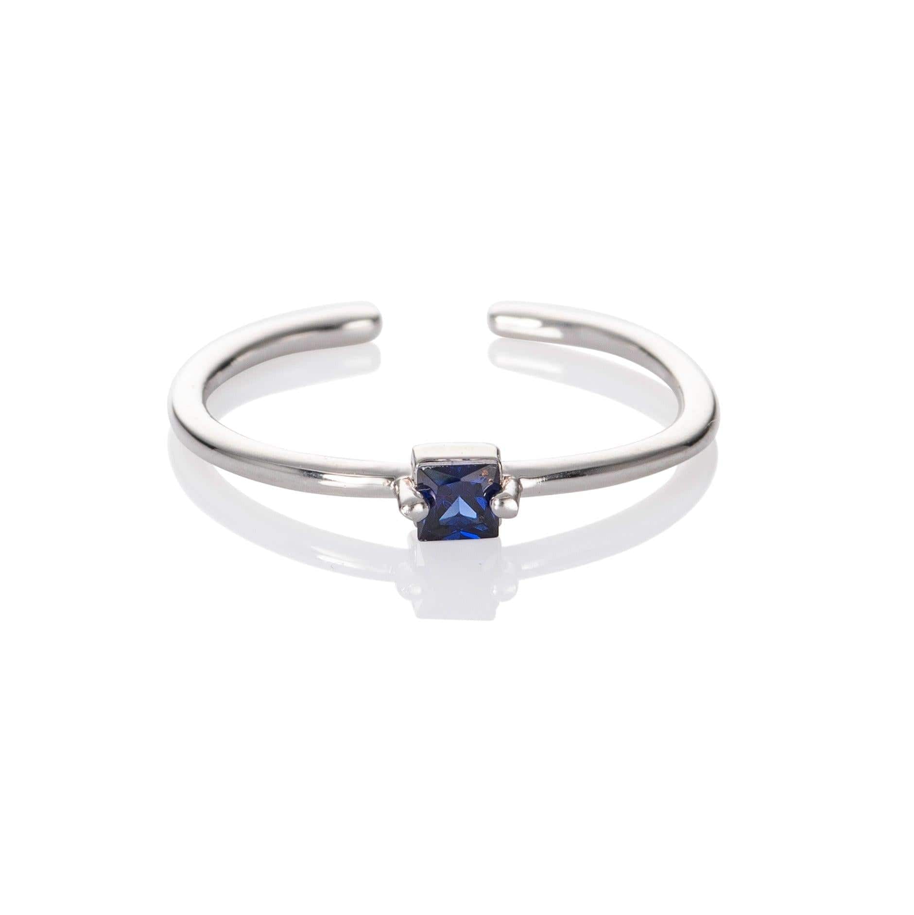 Adjustable Blue Ring for Women with a Square Zirconia Stone - namana.london
