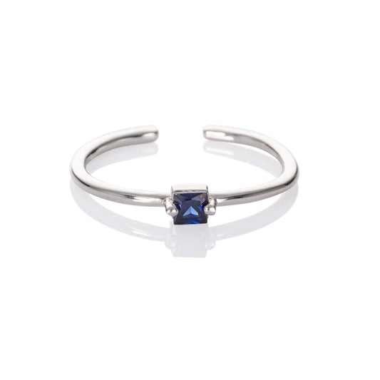 Adjustable Blue Ring for Women with a Square Zirconia Stone - namana.london