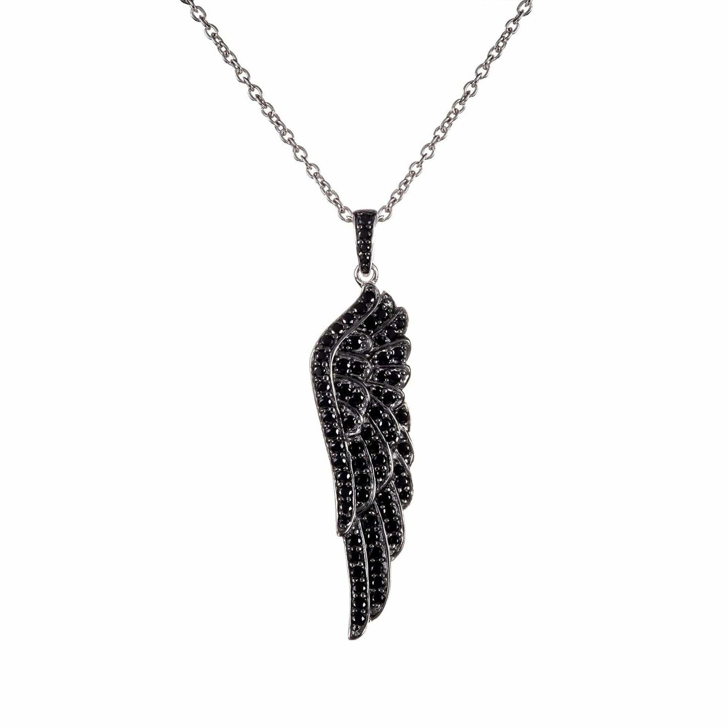Sterling Silver Black Angel Wings Necklace for Women. - namana.london
