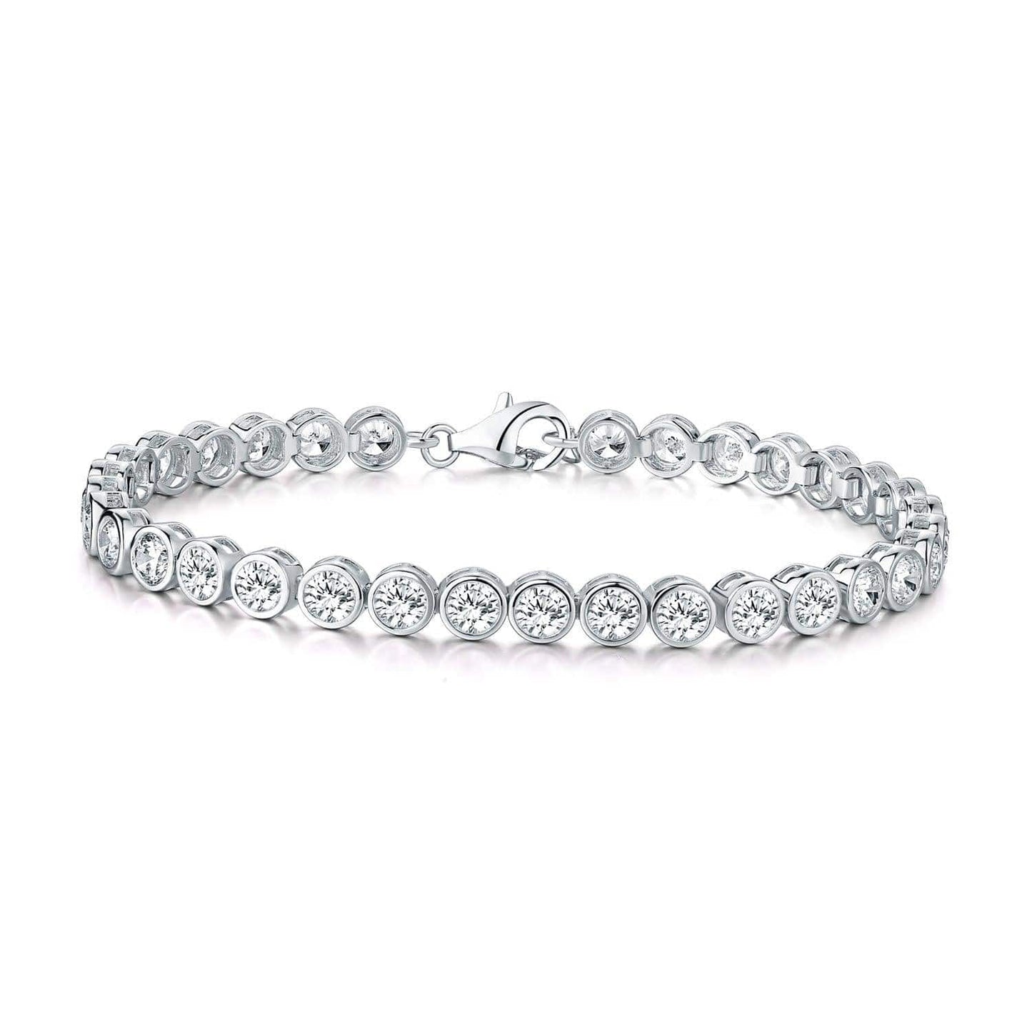 925 Sterling Silver Bezel Set Tennis Bracelet For Women with 4mm Cubic Zirconia - namana.london
