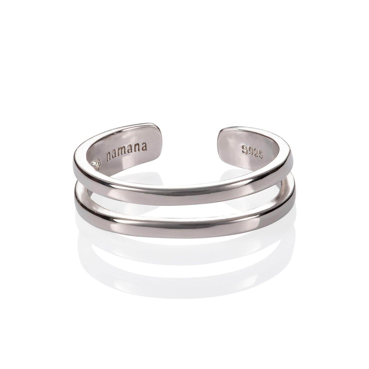 925 Sterling Silver Double Row Toe Ring for Women - namana.london