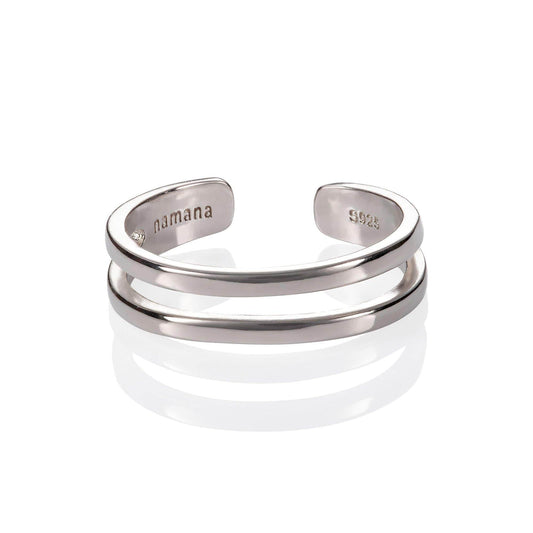 925 Sterling Silver Double Row Toe Ring for Women - namana.london