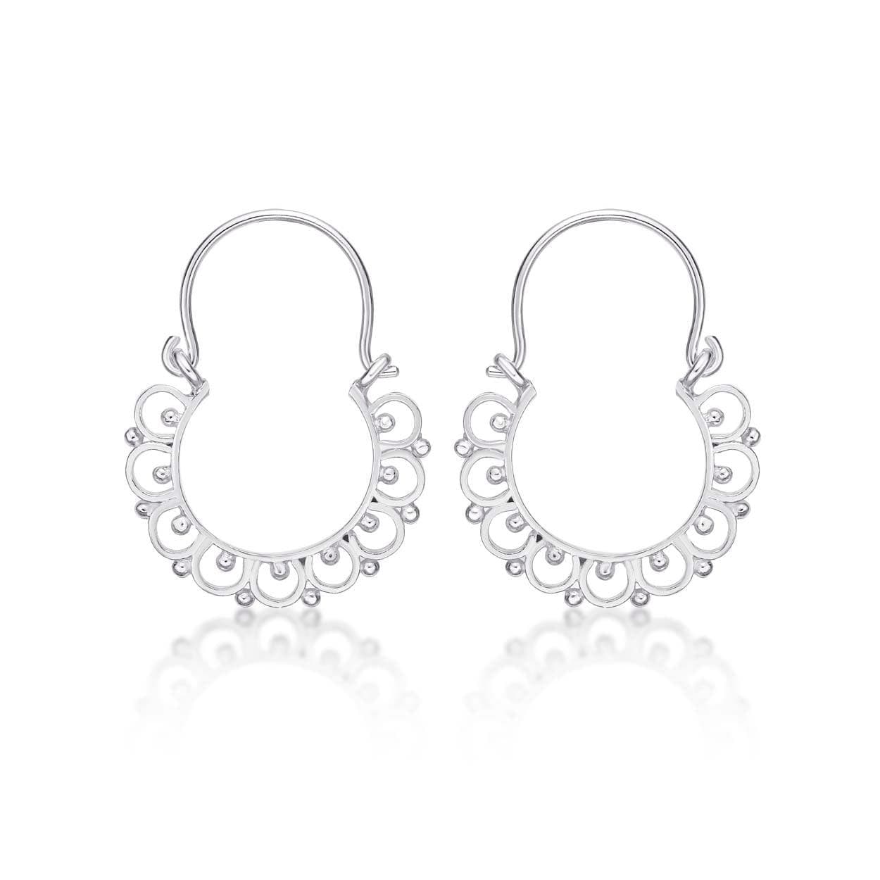 925 Sterling Silver Small Tribal Hoop Earrings for Women - namana.london