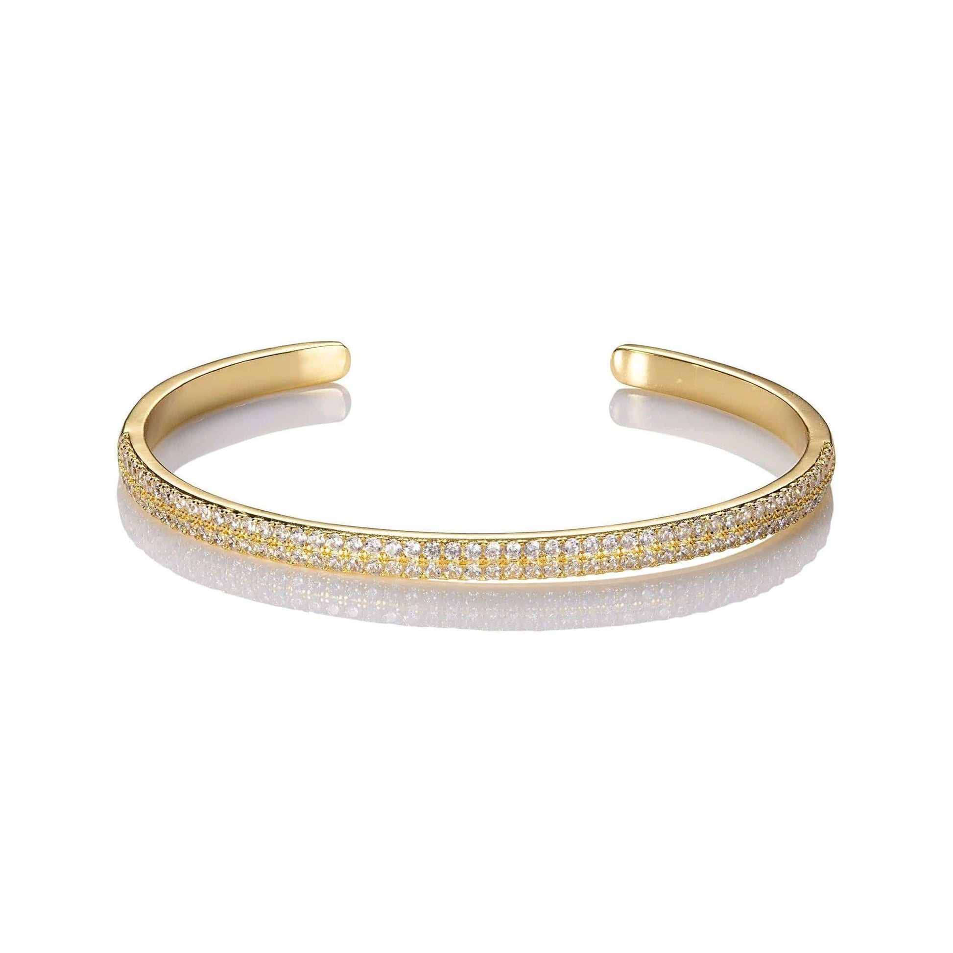 Gold Bangle Bracelet for Women with Cubic Zirconia - namana.london