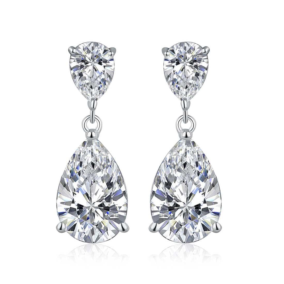 925 Sterling Silver Drop Earrings with Cubic Zirconia Stones - namana.london