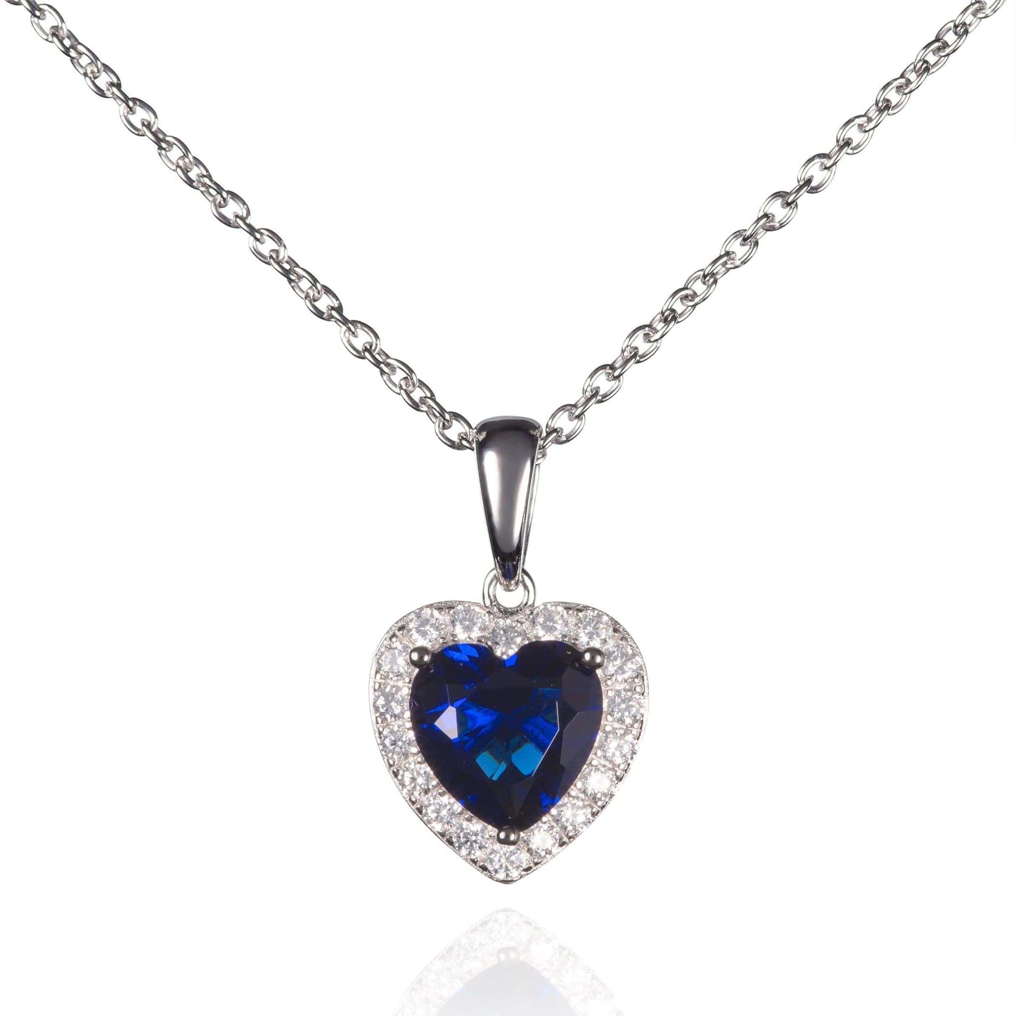Sterling Silver Blue Heart Necklace for Women - namana.london