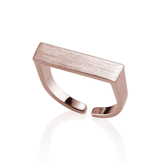 Rose Gold Ajdustable Plain Bar Ring for Women - namana.london