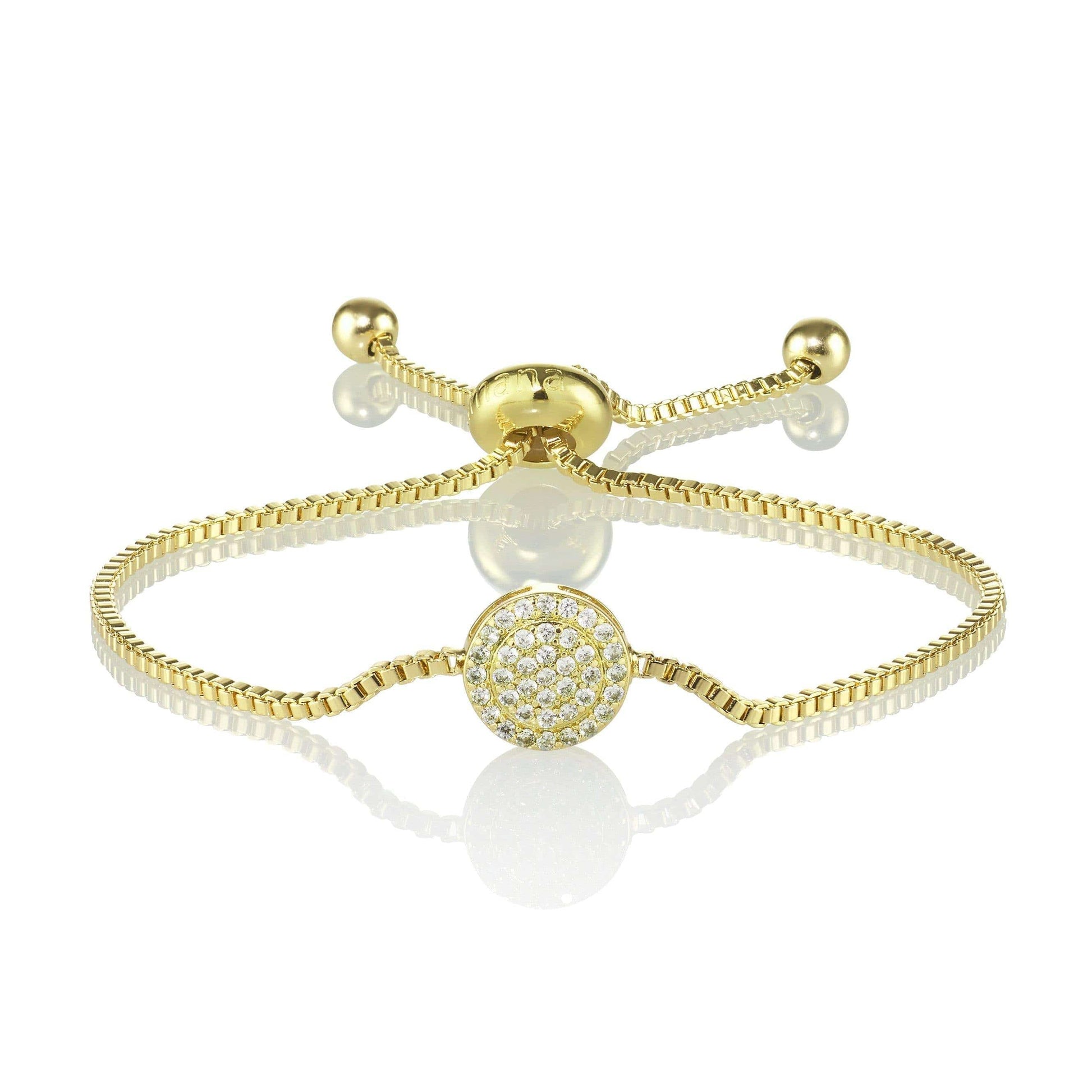 Gold Celestial Disc Bracelet with Cubic Zirconia Stones - namana.london