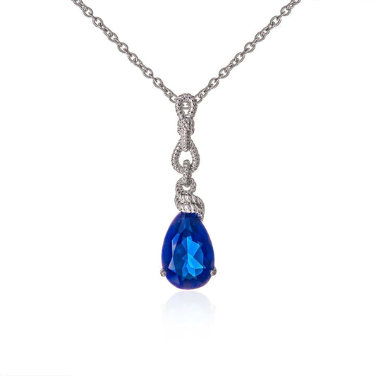 925 Sterling Silver Royal Blue Teardrop Pendant Necklace for Women - namana.london