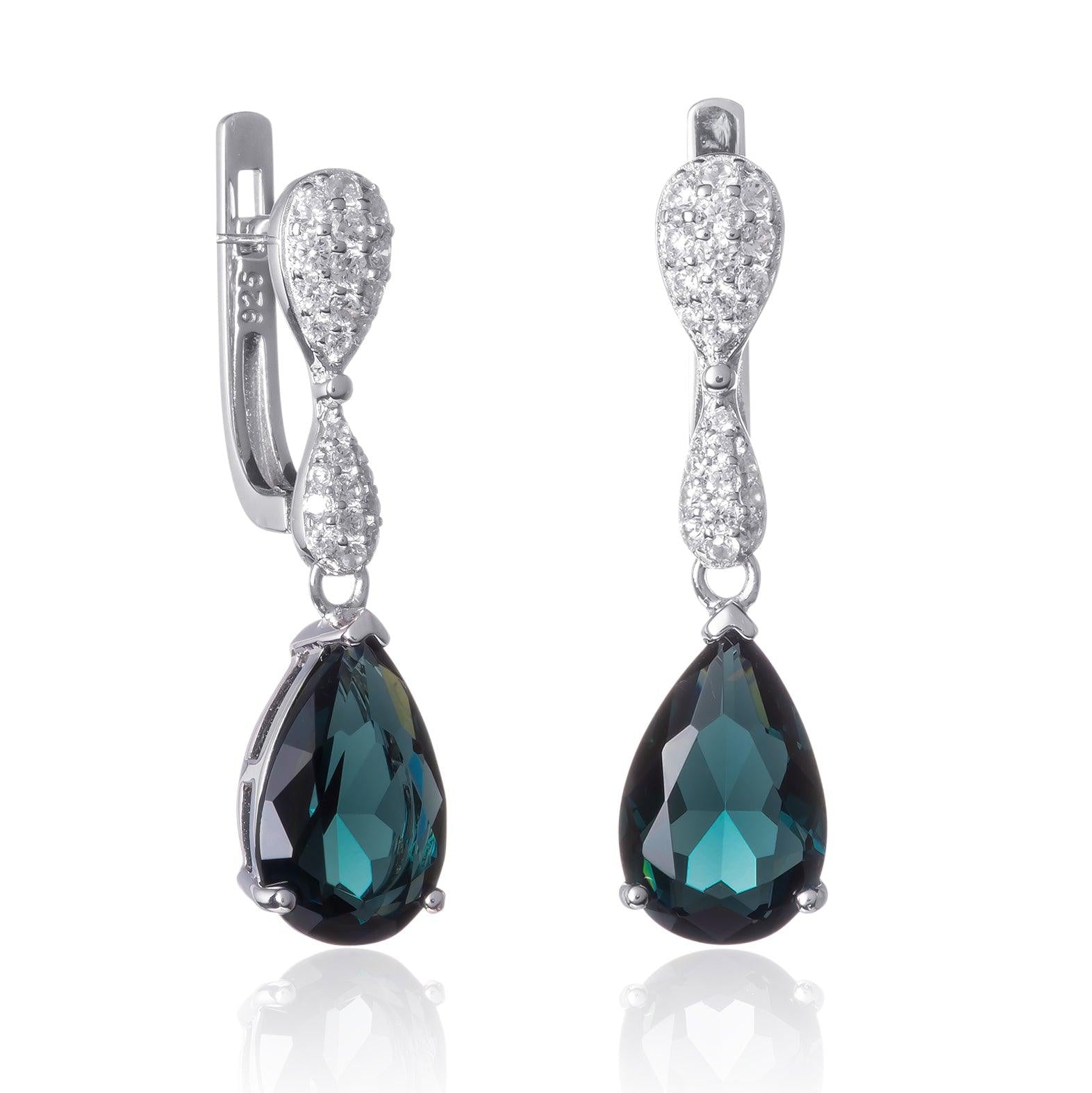 Sterling Silver Dark Blue Drop Earrings for Women namana.london