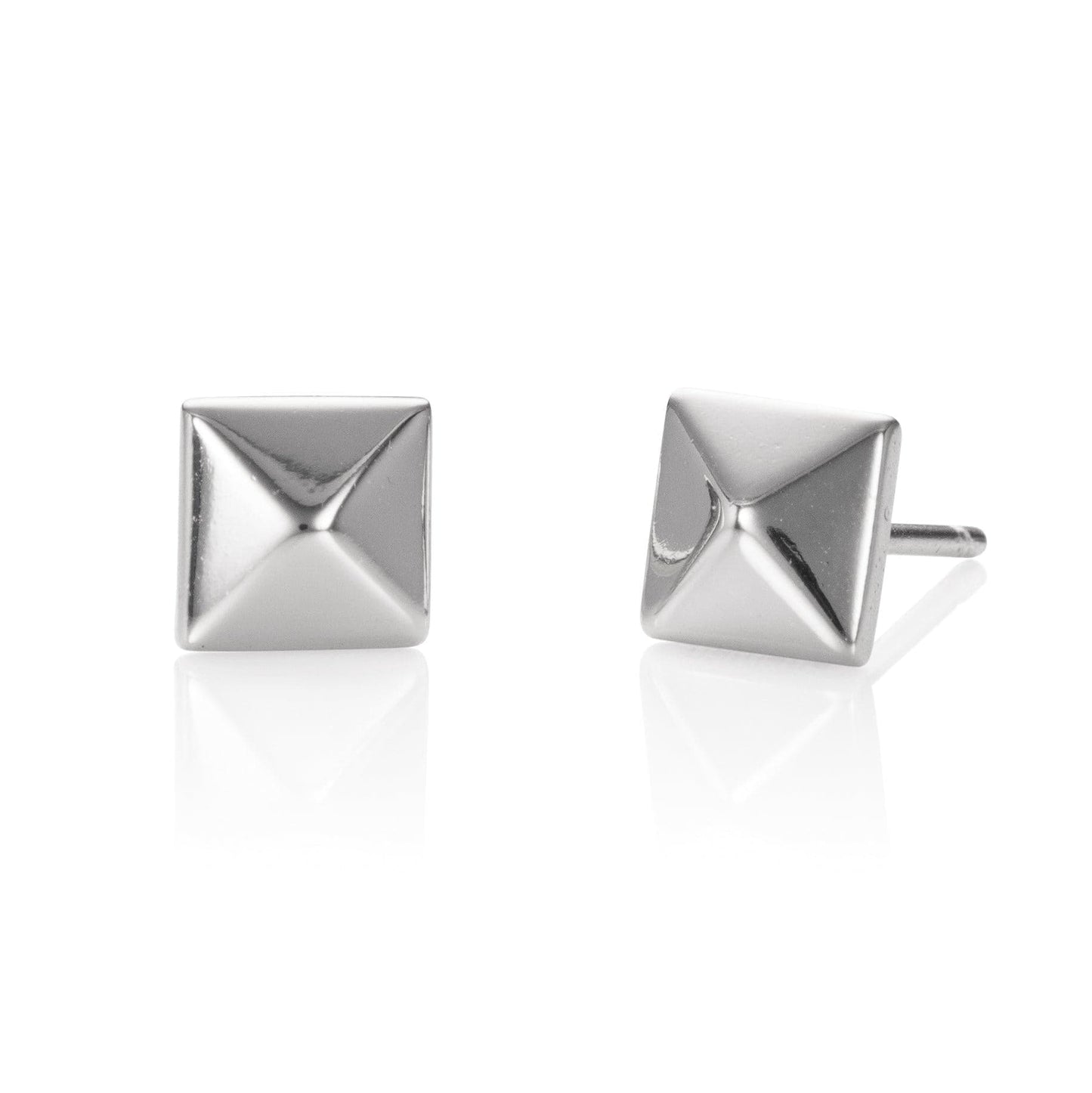 925 Sterling Silver Square Pyramid Stud Earrings for Women - namana.london