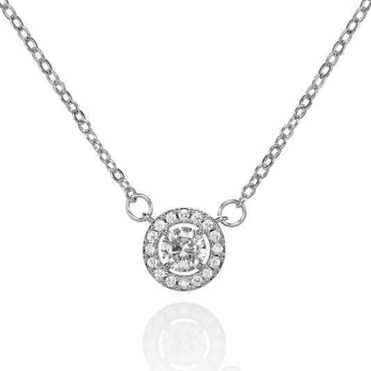 Halo Pendant Necklace with Cubic Zirconia - namana.london