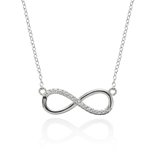 Sterling Silver Infinity Necklace with Cubic Zirconia - namana.london
