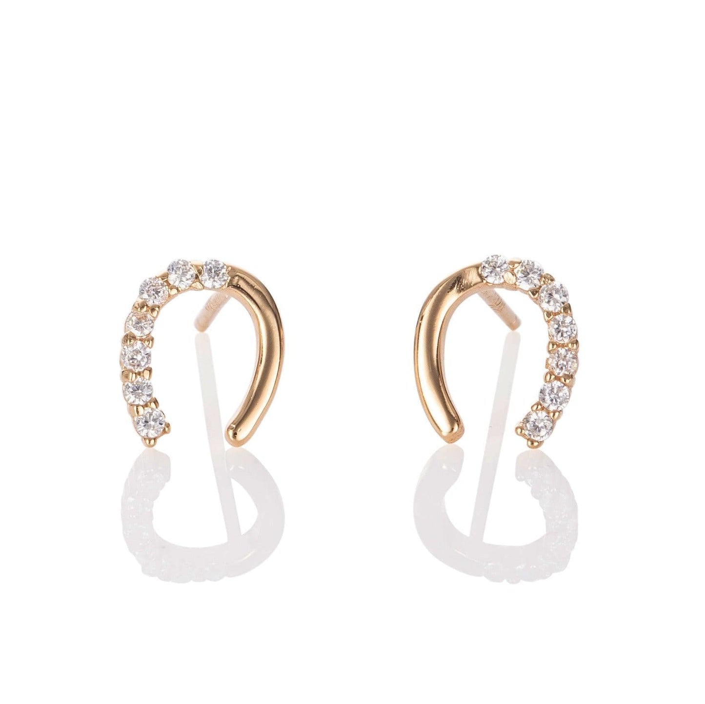 Gold Plated Lucky Horse Shoe Stud Earrings for Women - namana.london