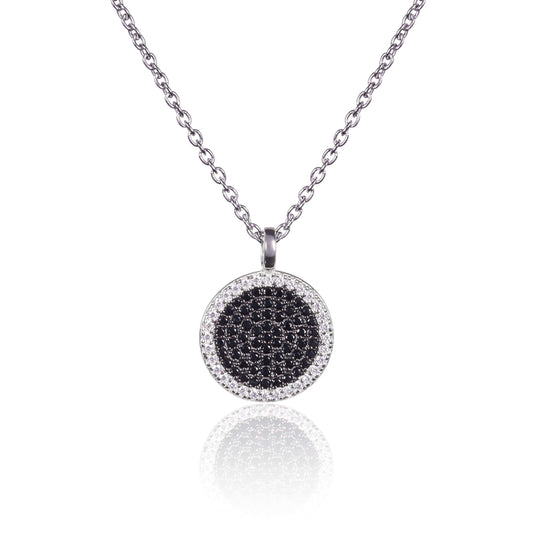 925 Silver Black and White Disc Pendant Necklace for Women - namana.london