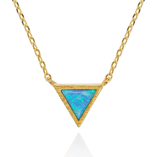 Gold Triangle Opal Pendant Necklace - namana.london