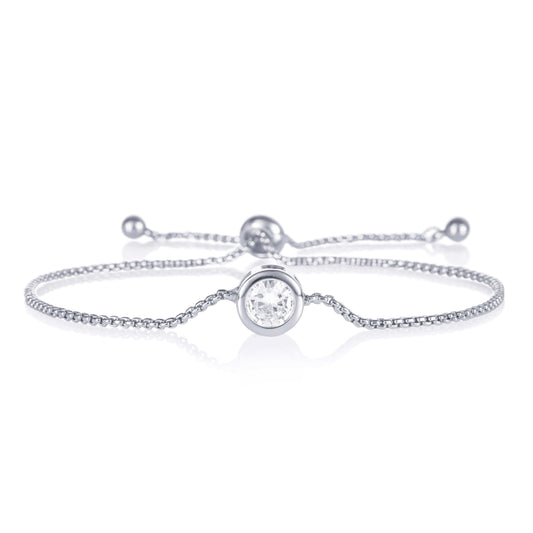 Adjustable Bezel Set Cubic Zirconia Bracelet for Women - namana.london