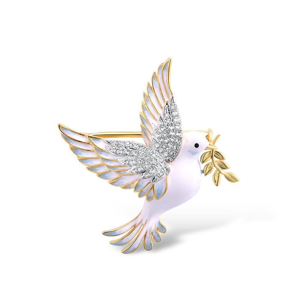 Gold Plated Sterling Silver Dove Brooch for Women - namana.london