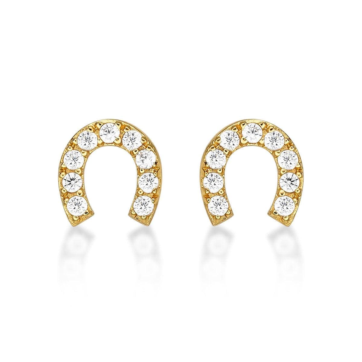 Gold Plated Horse Shoe Stud Earrings for Women - namana.london