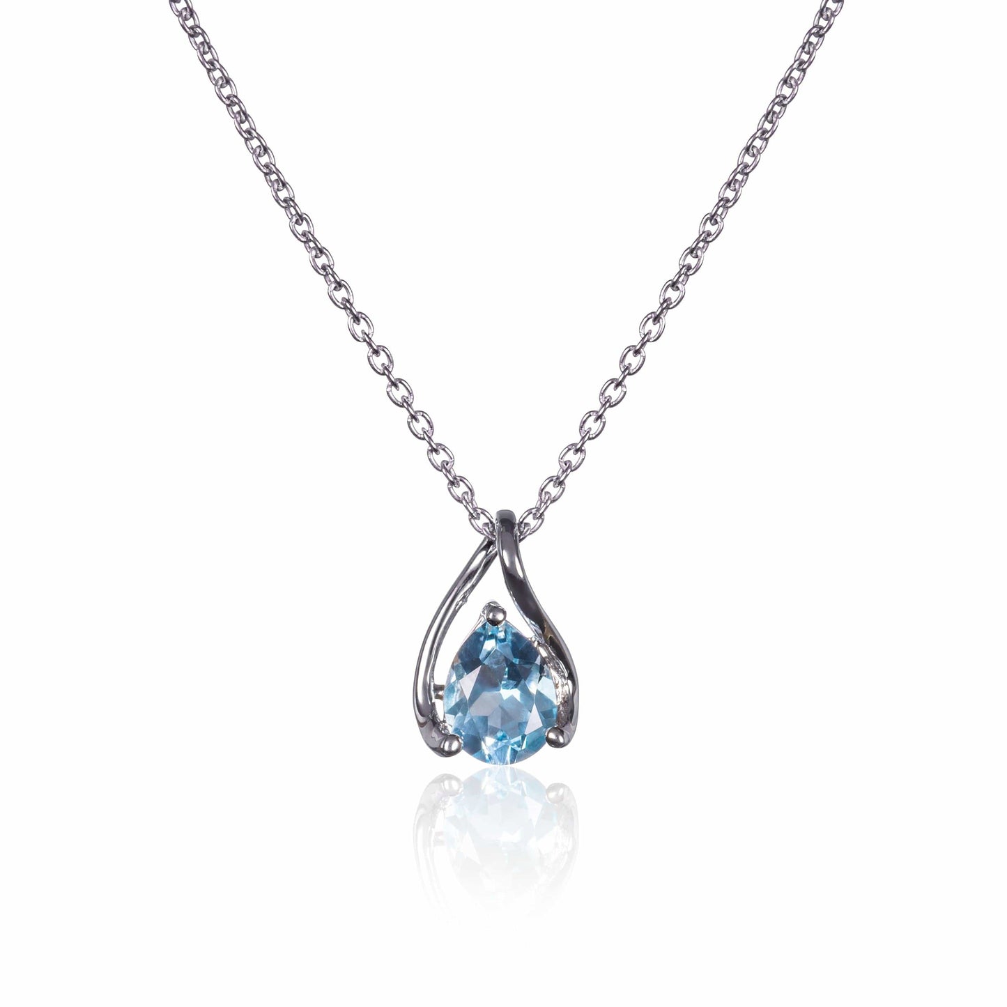 925 Sterling Silver Blue Topaz Gemstone Pendant Necklace - namana.london