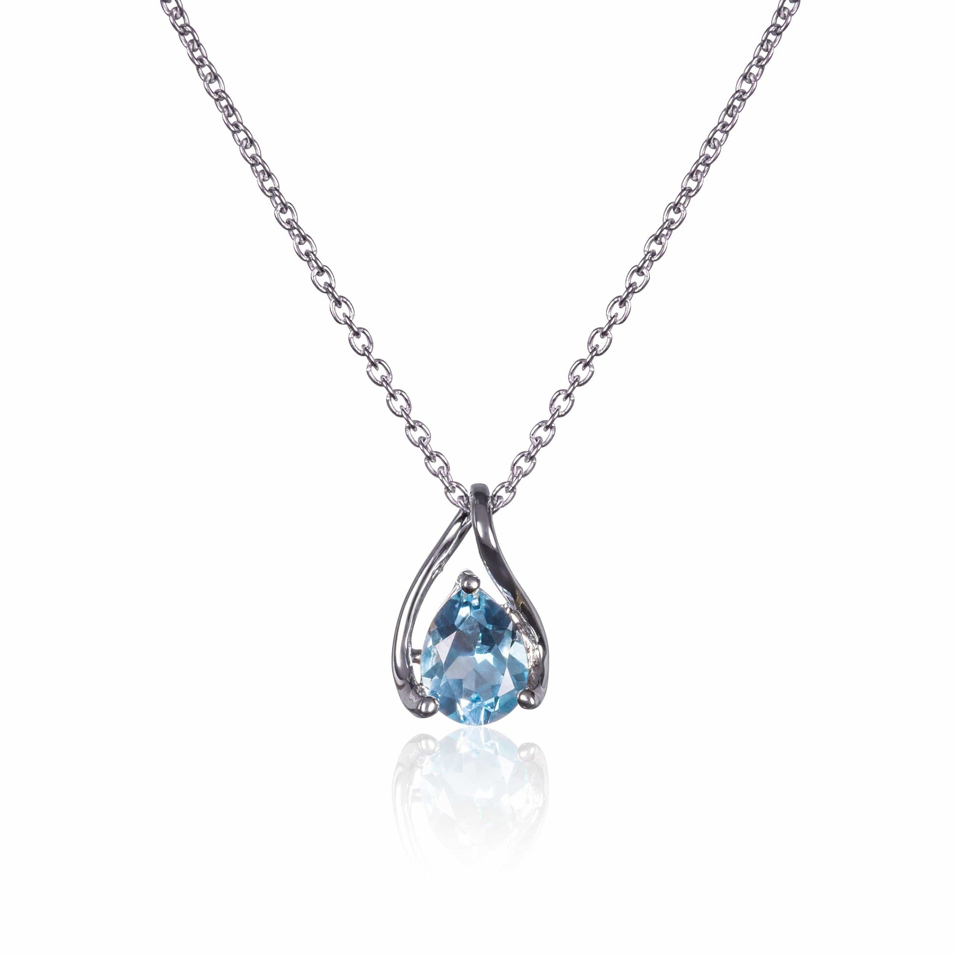 925 Sterling Silver Blue Topaz Gemstone Pendant Necklace - namana.london
