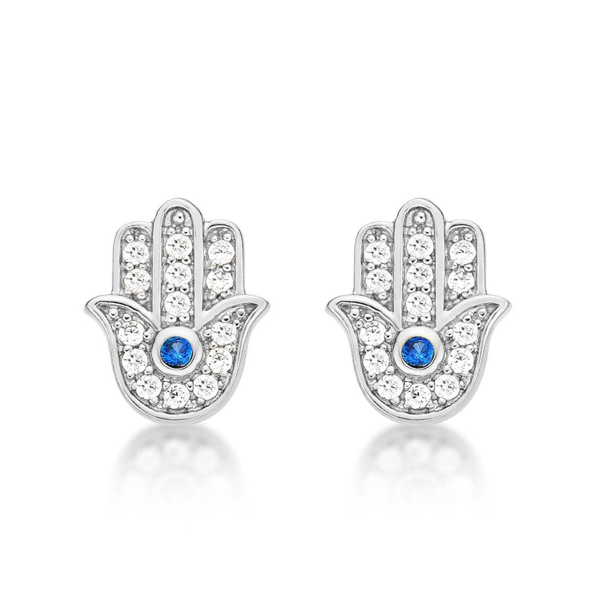 Sterling Silver Hamza Hand Stud Earrings for Women - namana.london