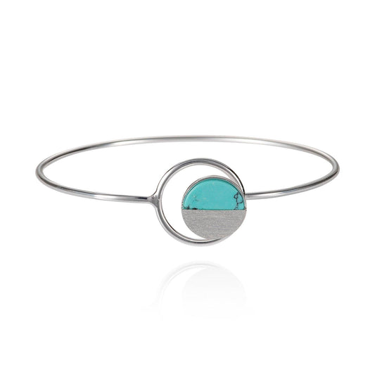 Disc Bangle Bracelet with a Blue Turquoise - namana.london