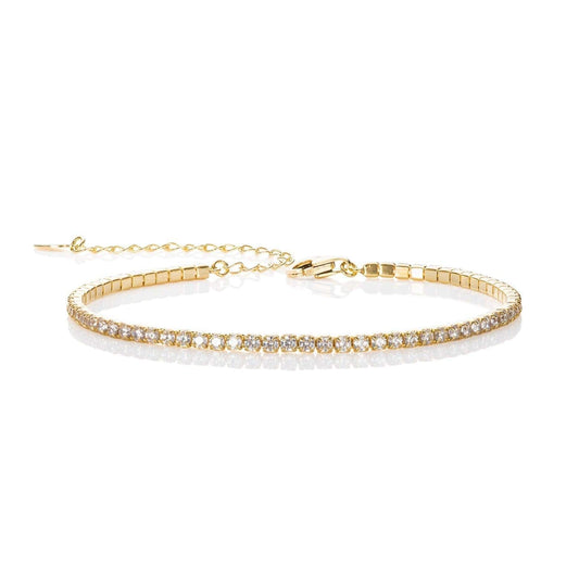 Gold Plated Skinny Tennis Bracelet for Women - namana.london