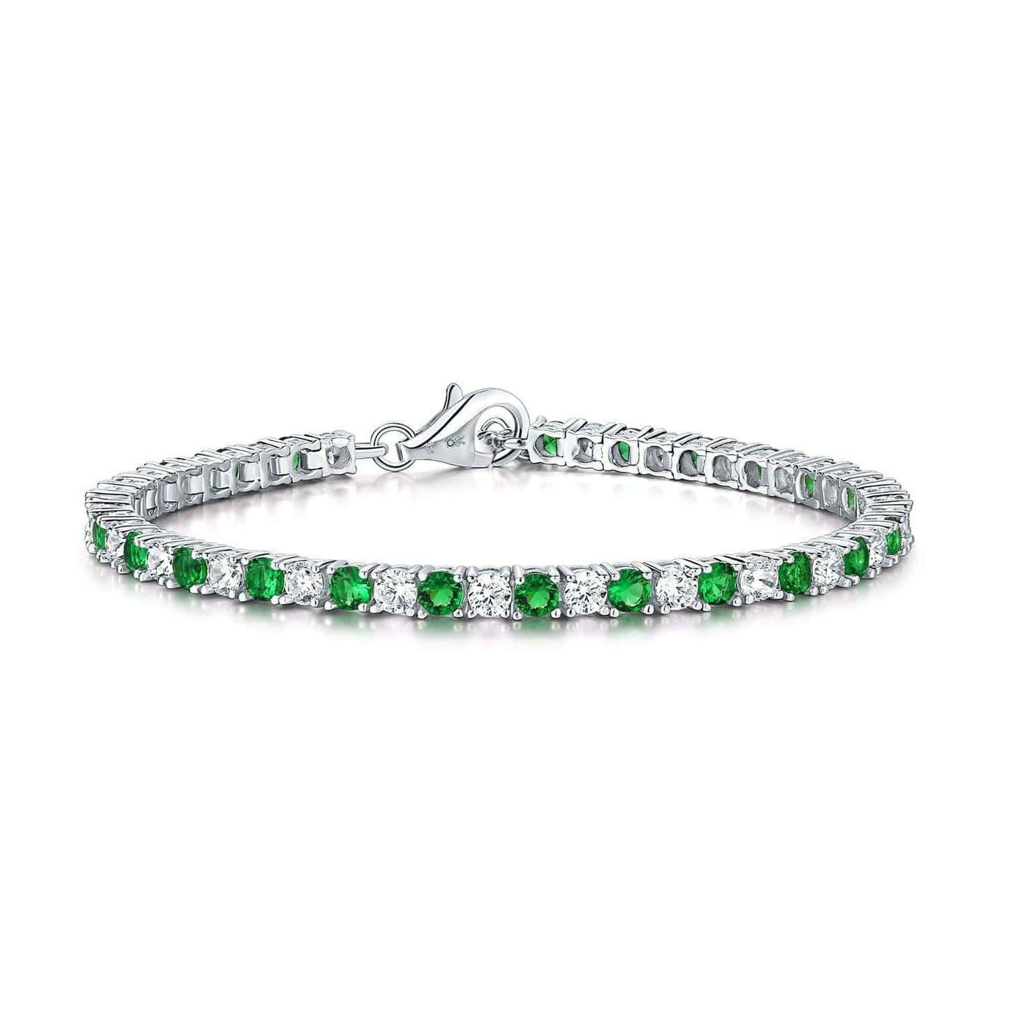 925 Sterling Silver Tennis Bracelet Green & White Cubic Zirconia For Women - namana.london