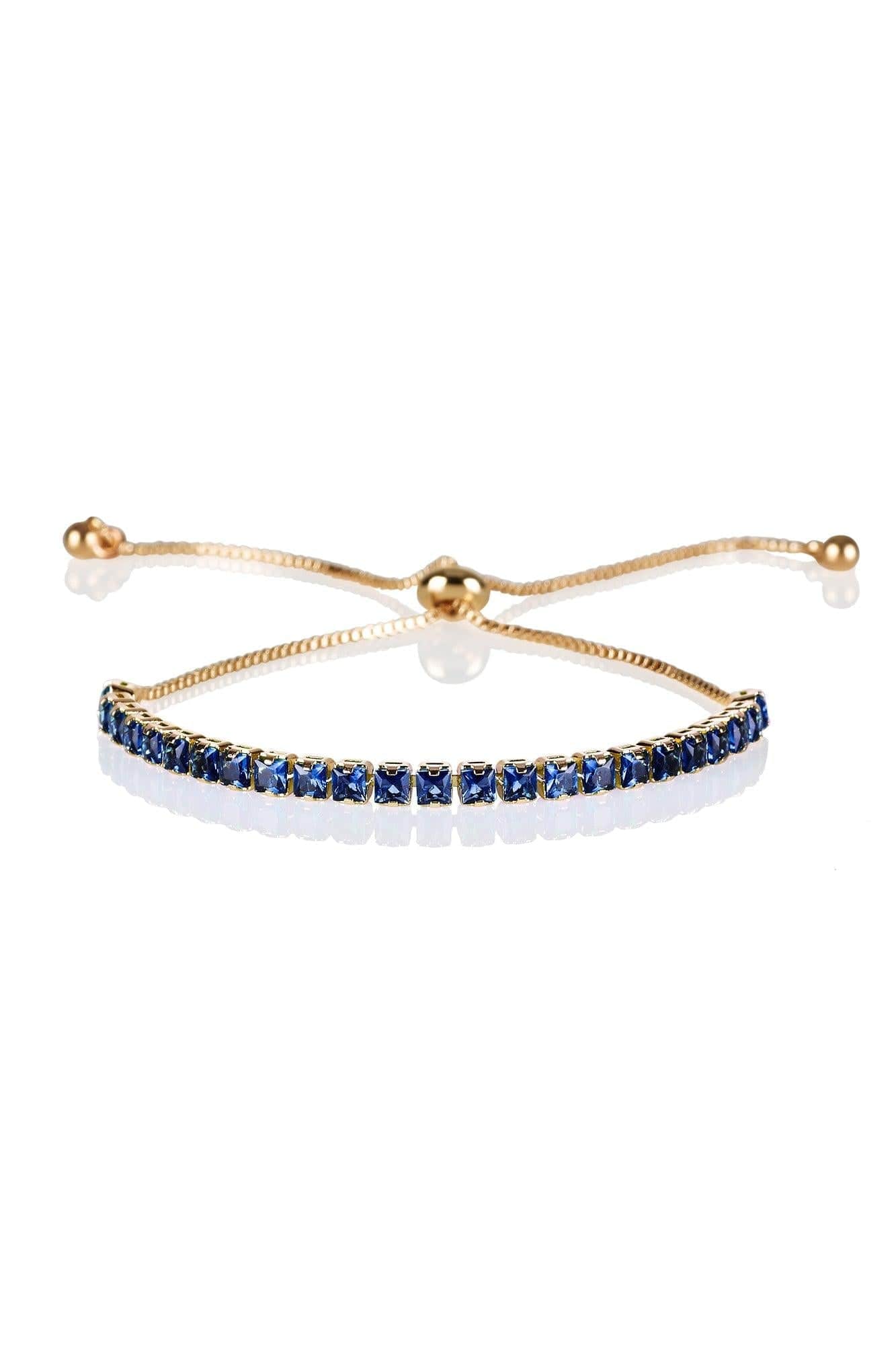 Adjustable Gold Bracelet for Women with Blue Stones - namana.london
