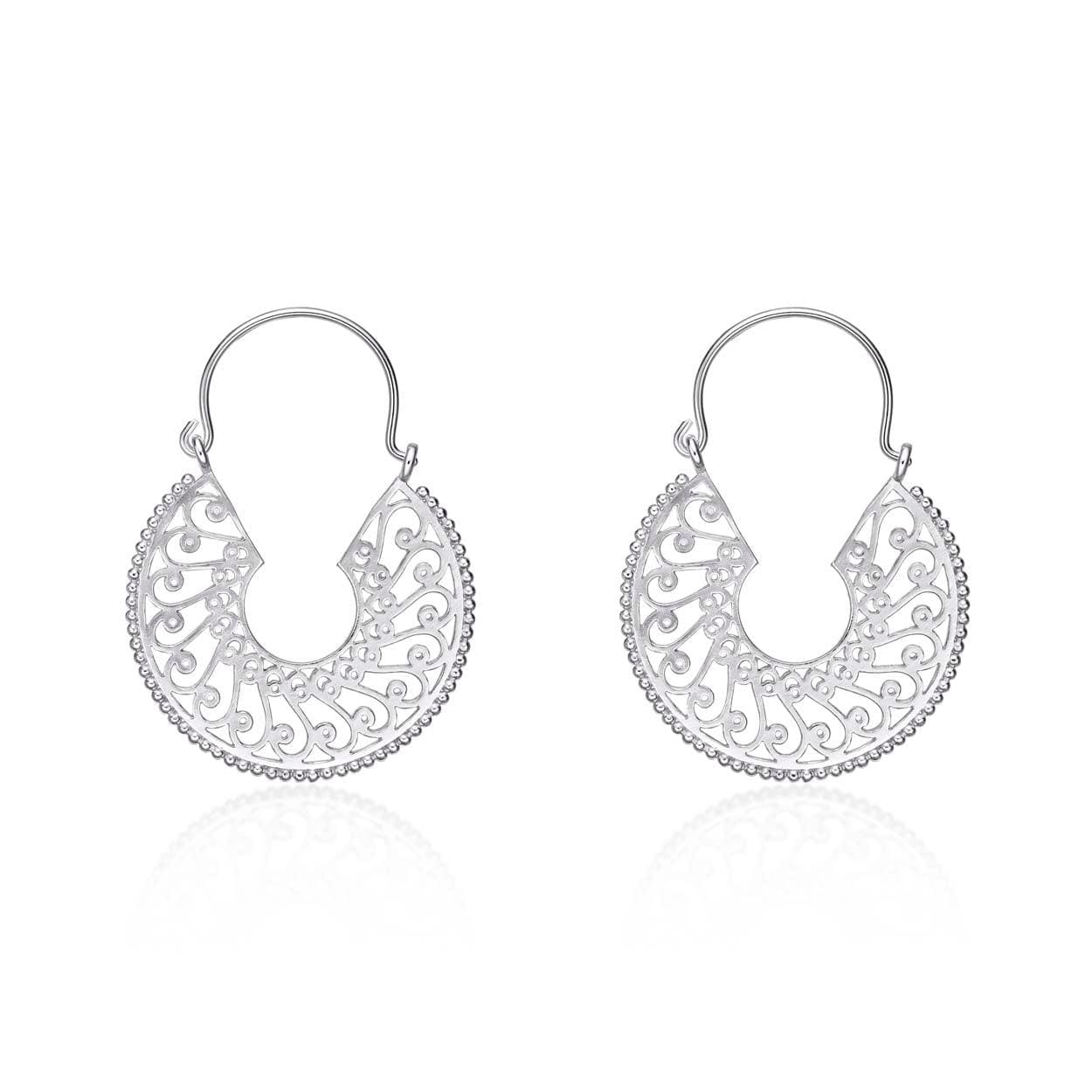 925 Sterling Silver Large Ethnic Tribal Hoop Earrings for Women - namana.london