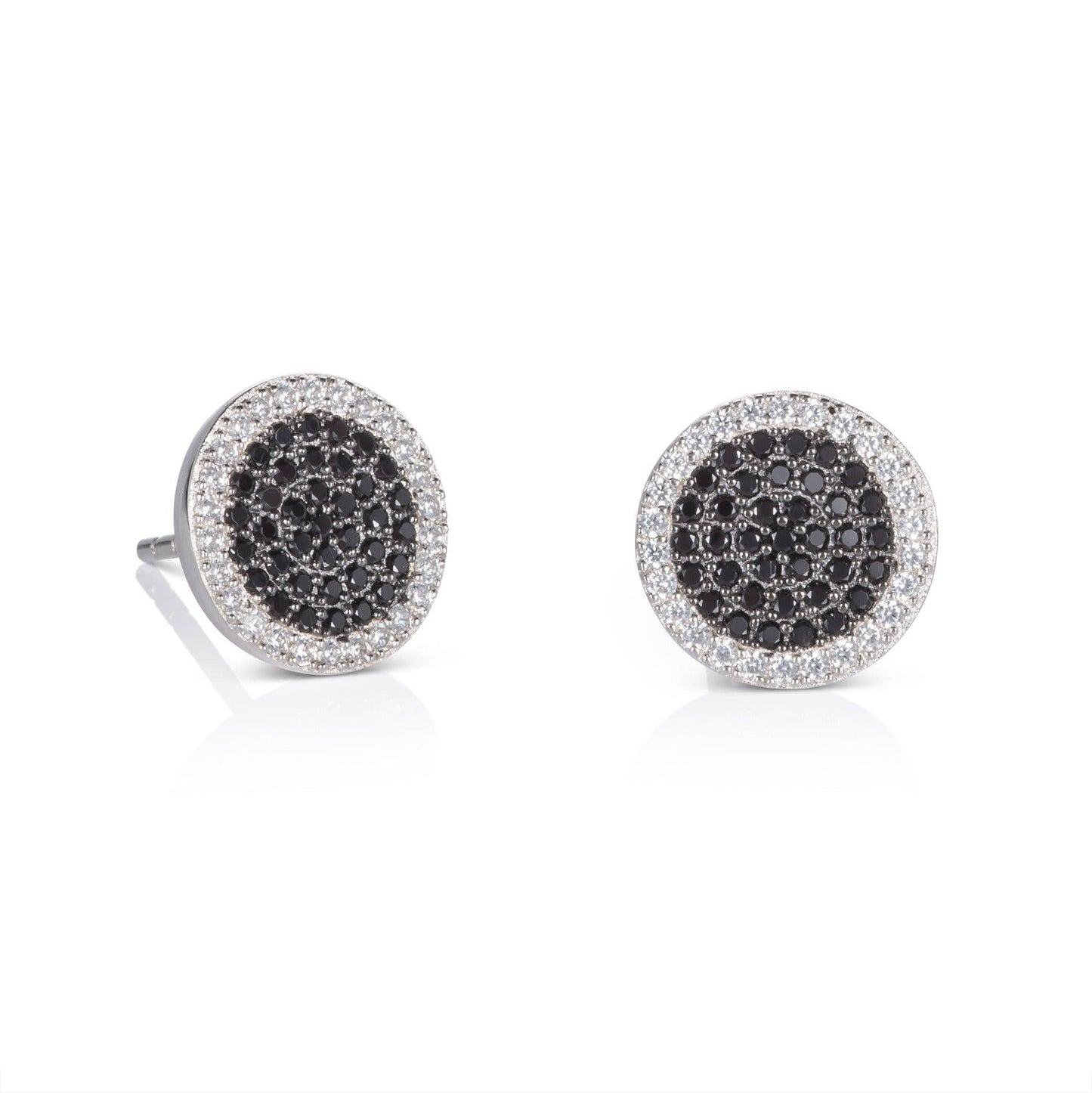 925 Sterling Silver Black and White Disc Earrings for Women - namana.london