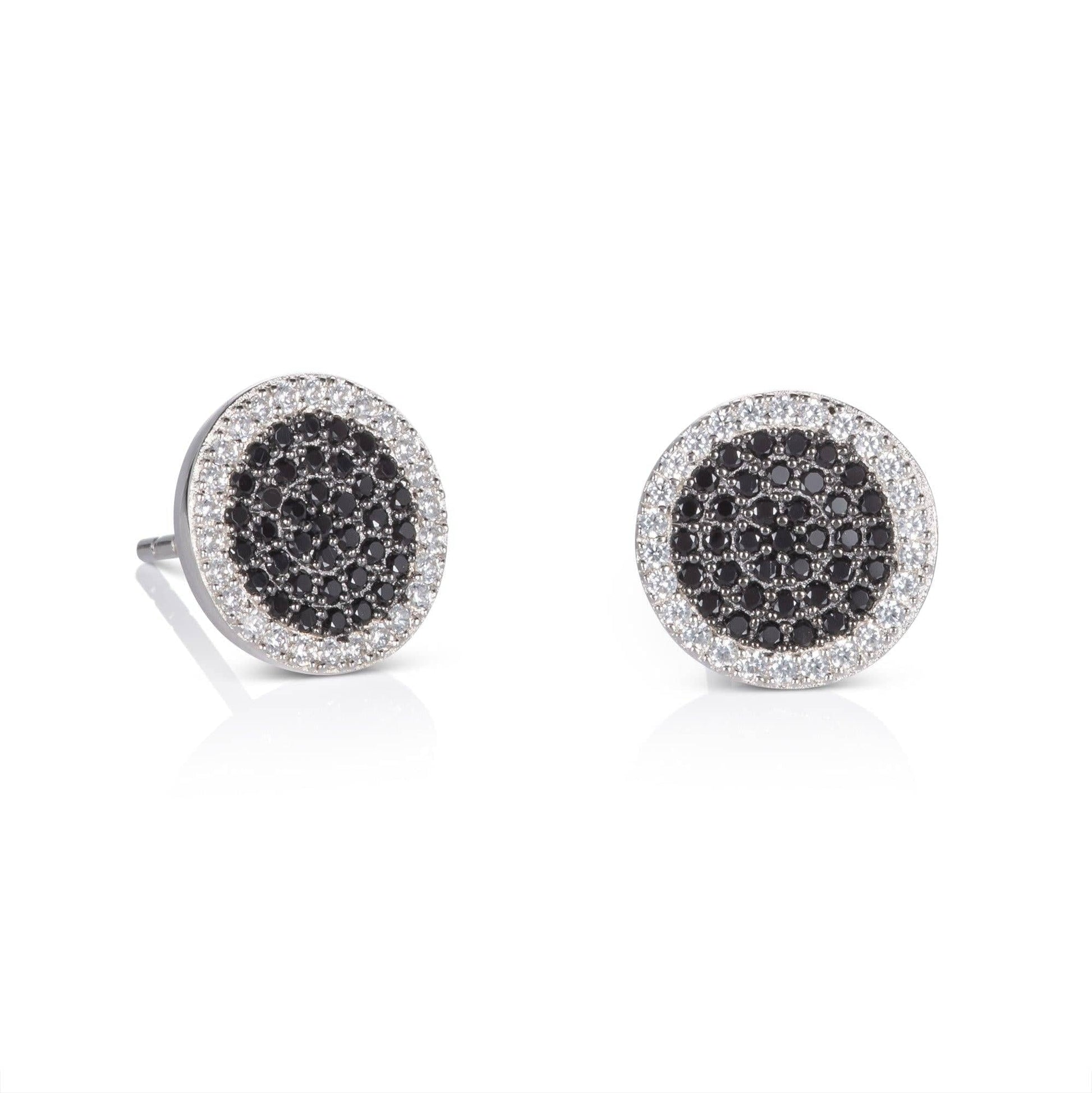 925 Sterling Silver Black and White Disc Earrings for Women - namana.london