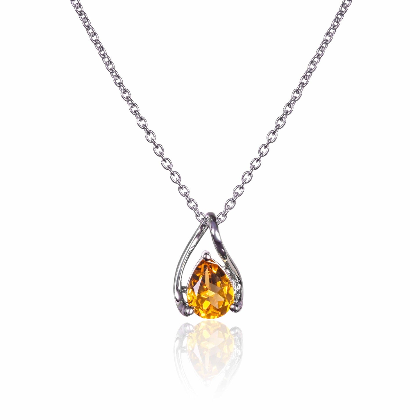 925 Sterling Silver Citrine Gemstone Pendant Necklace - namana.london