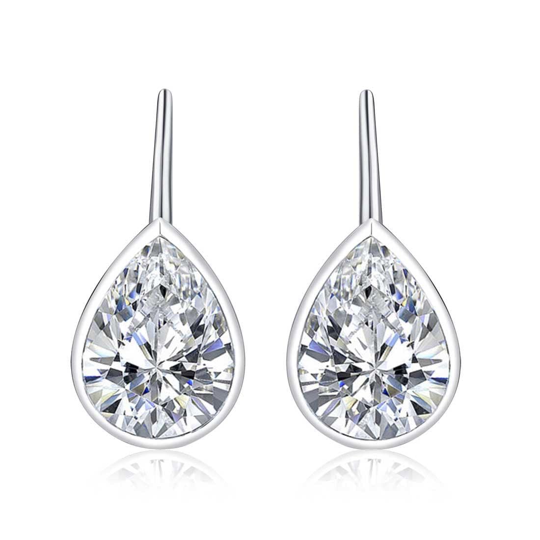 925 Sterling Silver Leverback Cubic Zirconia Drop Earrings - namana.london