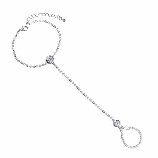 Diamante Hand and Ring Slave Bracelet for Women - namana.london