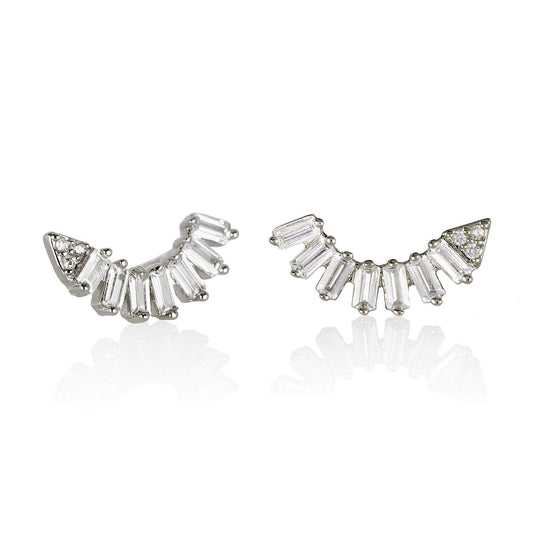 Ear Climber Earrings with Cubic Zirconia Gemstones - namana.london