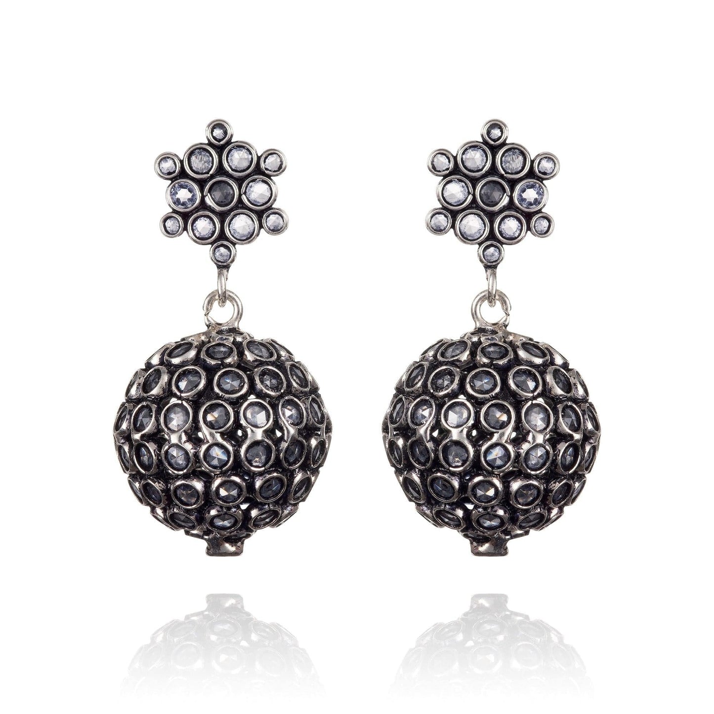 Sterling Silver Oxidized Ball Earrings For Women - namana.london