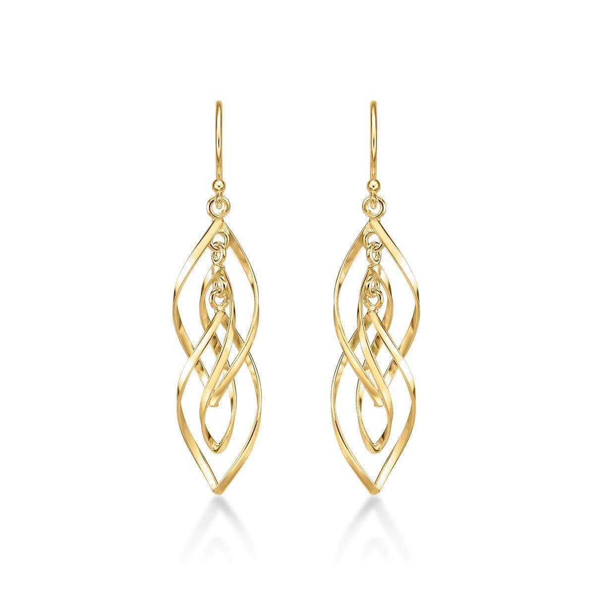 Gold Plated Long Spiral Dangling Earrings for Women - namana.london